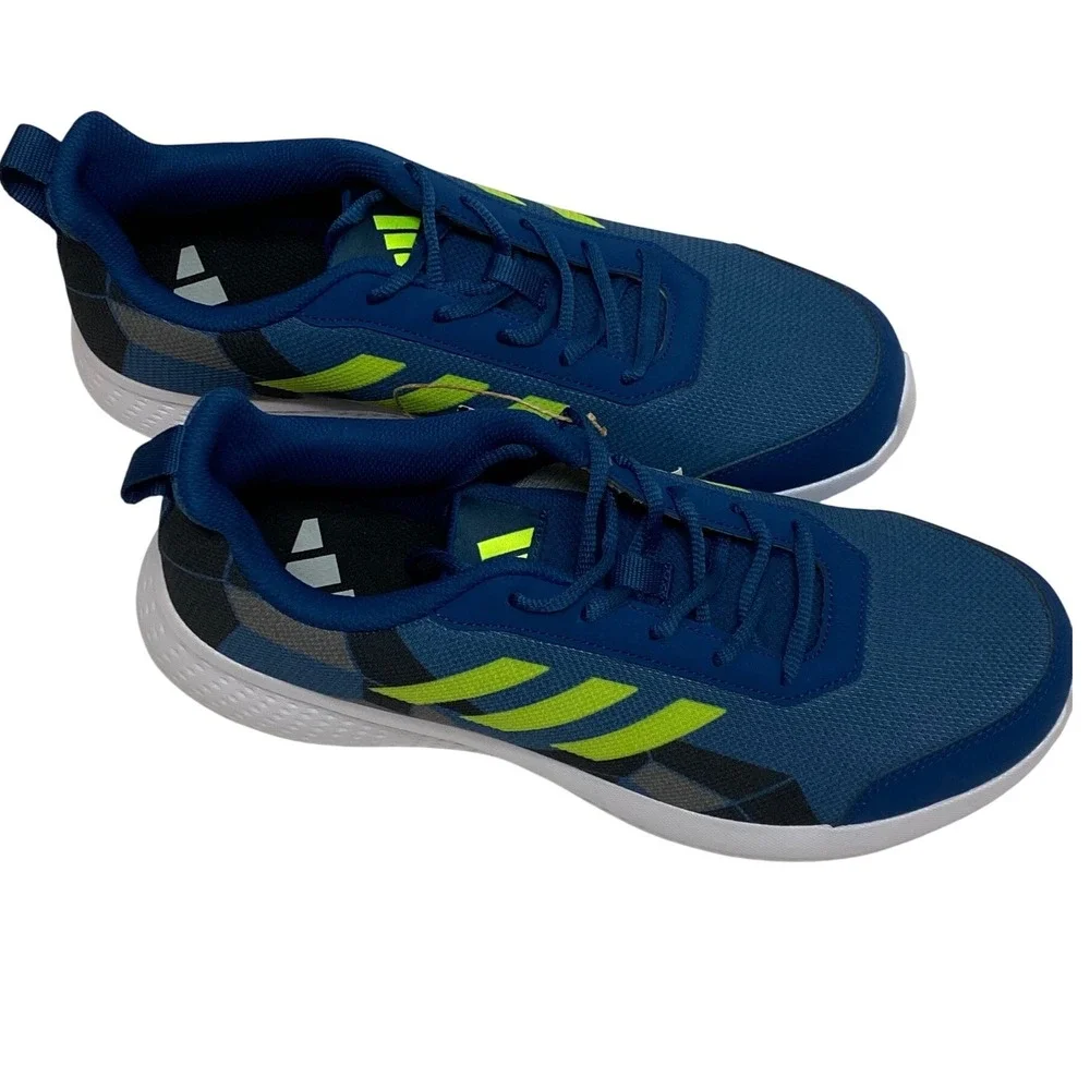 Adidas Men Blue Lime Green Running Shoes Sneakers Mesh Lace Up Athletic 8.5 NWOB
